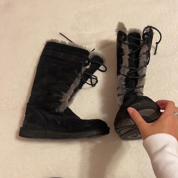 UGG gray fur lace up tall boots - Picture 3 of 5
